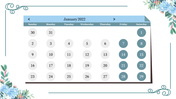 Editable 2022 January PPT Calendar Template