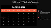 Editable 2022 June PPT Calendar Template