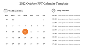 Effective 2022 October PPT Calendar Template