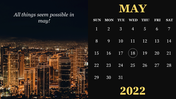 Best Calendar Template May 2022 PowerPoint PPT Slide