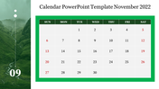 Calendar PowerPoint Template November 2022 and Google Slides