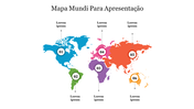 Editável Mapa Mundi Para Apresentação Slide