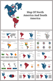 Map of North America and South America Google Slides Themes