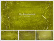 Rustic olive green background with decorative patterns and a simple, centered text design for nature-themed slides.