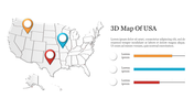 Effective 3D Map Of USA PowerPoint Template 