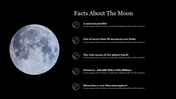 A template featuring a bright moon on a dark background with five fact and caption area arranged around it.