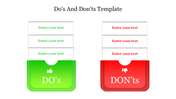 Slide with green Dos section and red Don ts section for entering key points.