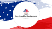 A collection of vibrant American flag background slides with the title text area.