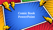 Colorful comic book-themed colorful background slides with dynamic speech bubbles and bold text elements.