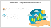 Renewable energy template featuring sustainable resources, clean energy aspects, and a nature-themed illustration.