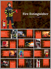 Fire extinguisher slide deck with featuring safety tips, fire safety training, and equipment.