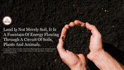 Two hands slide cradling soil against a background of earth, accompanied by a nature inspired quote and placeholder text.