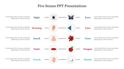 Creative Five Senses PPT Presentations Template Slide