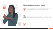 Title slide on diabetes mellitus with its definition and a medical symbol, and an illustration of women checking level.