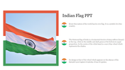 Flag-themed slide featuring  tricolors of Indian flag on the left, with text and circular flag icons on the right.