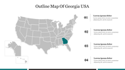 Creative Outline Map Of Georgia USA Presentation PPT