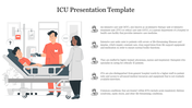 ICU slide with doctors attending to a patient in a hospital bed, showcasing intensive care unit details.