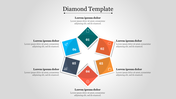 Diamond shaped template with six sections, each labeled 1 to 6 with icons and placeholder text around it.