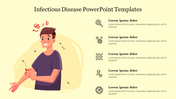 Infectious disease slide featuring a man scratching a mosquito bite and icons with placeholder text.