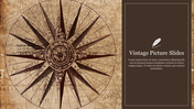 Vintage-style compass rose illustration on a parchment background, with a dark brown text box with a feather icon.