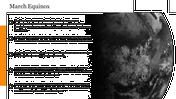 Visual representation of the Earth in grayscale alongside text explaining the March Equinox phenomena.