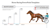 Racing template with a horse and jockey illustrations, indicating different speeds in sections marked by vertical lines.