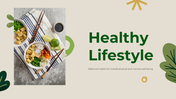 Healthy lifestyle presentation featuring multiple slides on many topics with images and text descriptions.