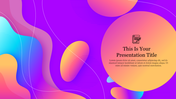 Colorful gradient background slide with fluid shapes and a section for the title text with an icon.