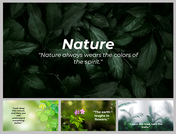 Nature slide deck with green leafy and colorful flowers background with quotes at the bottom.