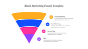 Marketing funnel slide with four colorful layers each with descriptive text.