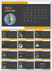 Delightful 2024 Calendar PPT And Google Slides Templates