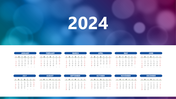 2024 calendar overview with a vibrant gradient background, featuring all twelve months in a clear and organized layout.