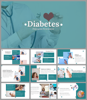 Diabetes PPT slides cover topics like types, causes, symptoms, management, and complications of diabetes.