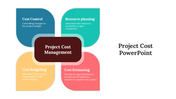 Project cost management template like a multi colour flower model with four key components in a white background.