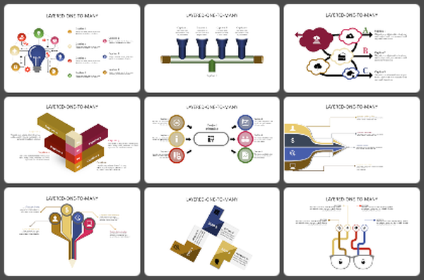 Linear - Many to One Powerpoint Templates