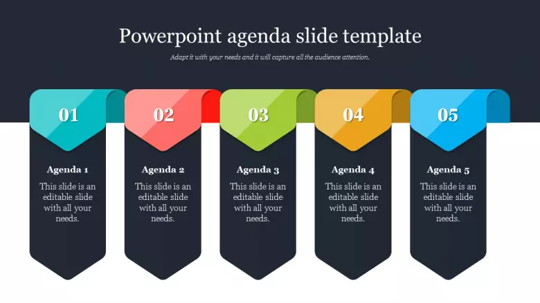 Multi Color Powerpoint Agenda Slide Template
