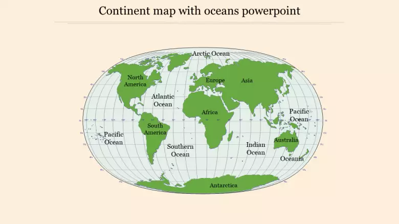 Continent Map With Oceans Powerpoint Presentation