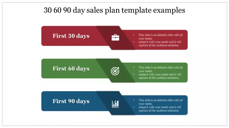 Multi Color 30 60 90 Day Sales Plan Template Examples Slide