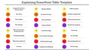 Colorful PowerPoint Table Template Presentation