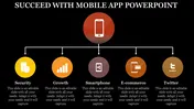 Editable Mobile App PowerPoint Template with Five Nodes