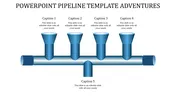 A pipeline graphic with four funnels captioned from one to five labeled and connected to a horizontal pipe.