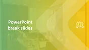 Slide with a green to yellow gradient background with a faint office scene, and white people icon on the right.