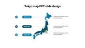 Tokyo Map PPT Slide Design Template With Three Node