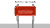 Illustrated slide with a blank street sign in red, supported by two metal poles, and text related to traffic rules.