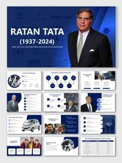 PowerPoint on Ratan Tata’s life, leadership in Tata Group, key achievements, philanthropy, and lasting legacy in business.