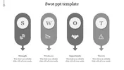 Attractive SWOT PPT Template In Grey Color Slide Model