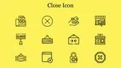 Innovative Close Icon PowerPoint Presentation Template Slide