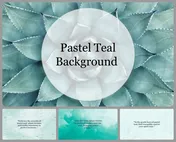 Pastel slide pack with a succulent background showcasing quotes on gentle teal backgrounds.