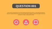 A yellow background template, three circular icons with different shapes, and placeholder text under the squid game question.