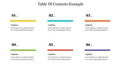 Multicolor Table Of Contents Example For PPT Presentation